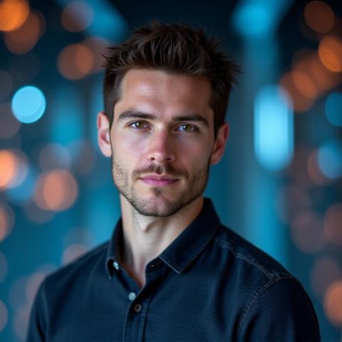 Portrait of technologist Kai Sterling, known for interactive digital art.