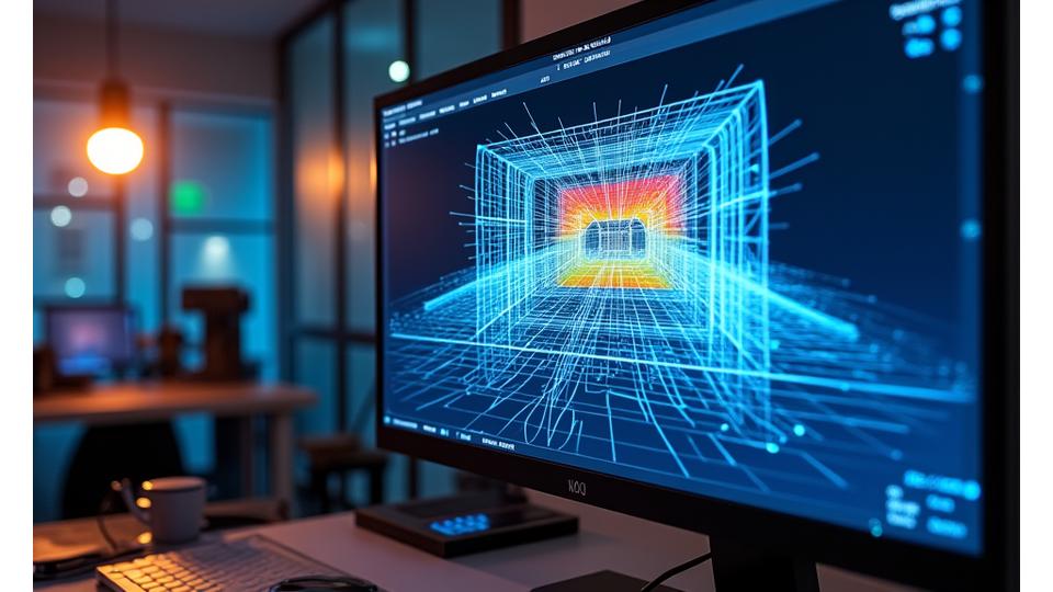 3D acoustic simulation software displaying sound pressure levels within a concert hall