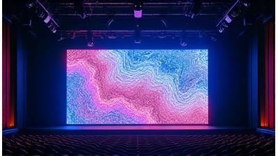 Massive LED wall displaying intricate visual patterns on a stage