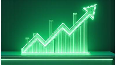 Abstract graphic representing cost savings with green upward trending charts