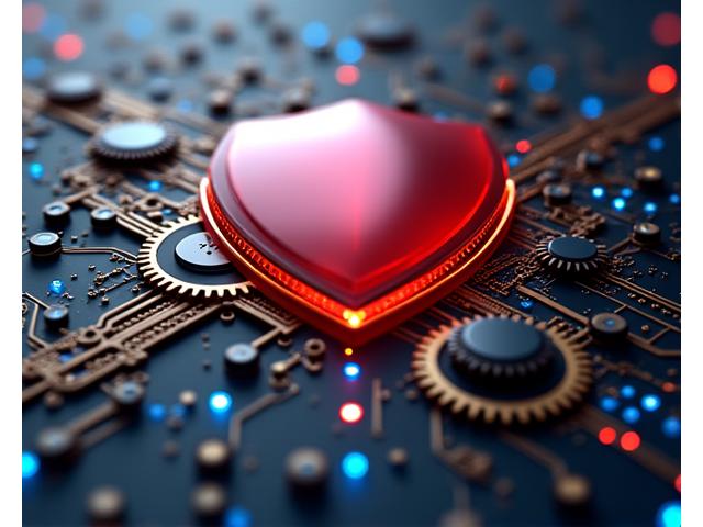Illustration of a protective shield over intertwining gears and circuits, symbolizing robust risk management and insurance coverage for complex events and technology.