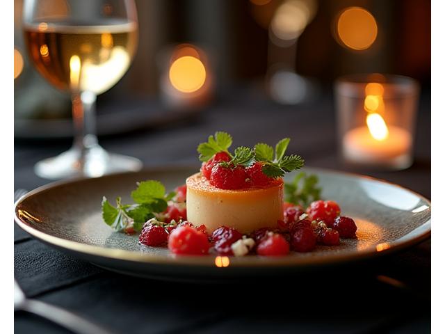 Gourmet culinary presentation with artisanal dishes and fine wines at an exclusive event