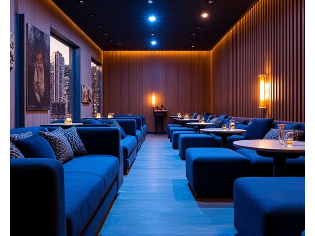 Sophisticated private lounge area at a music festival with comfortable seating and exclusive bar access